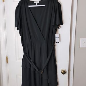 NWT SIZE XXXL ELegant Black Wrap‎ Dress